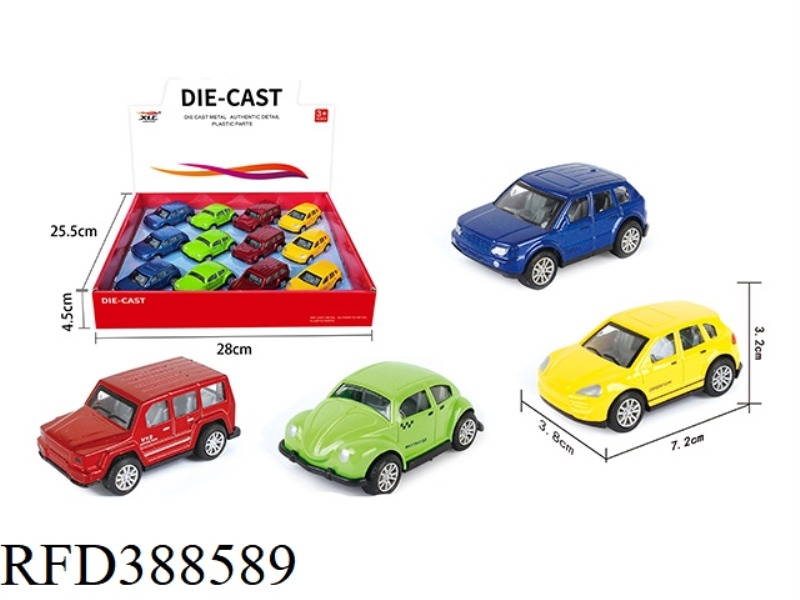 4 ALLOY PULL BACK SUV RACING CAR 12PCS