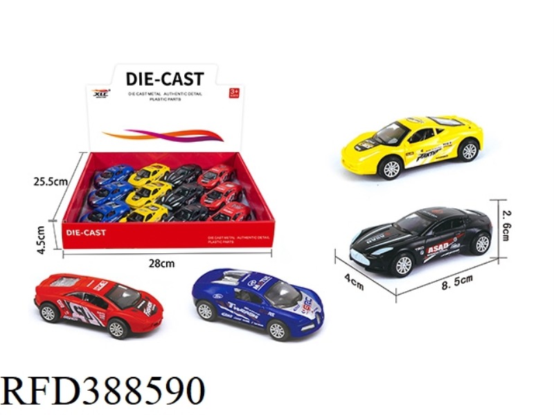 4 ALLOY PULL BACK SIMULATION RACING CARS 12PCS