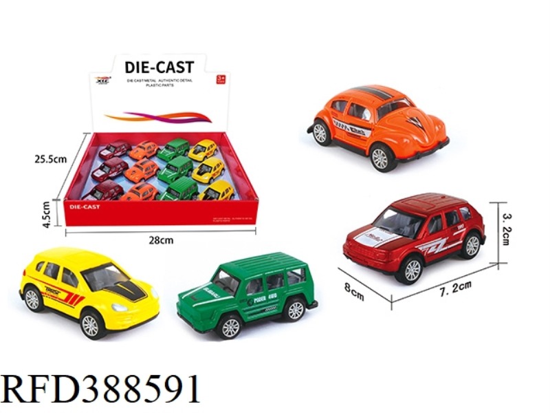4 ALLOY PULL BACK SUV RACING CAR 12PCS