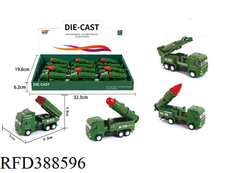 4 ALLOY PULL BACK MILITARY VEHICLES 12PCS