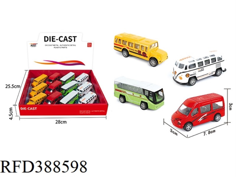 4 ALLOY PULL BACK BUSES 12PCS