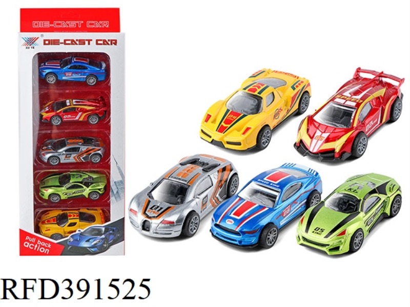 1:50 ALLOY PULL BACK RACING CAR (5 PACKS)
