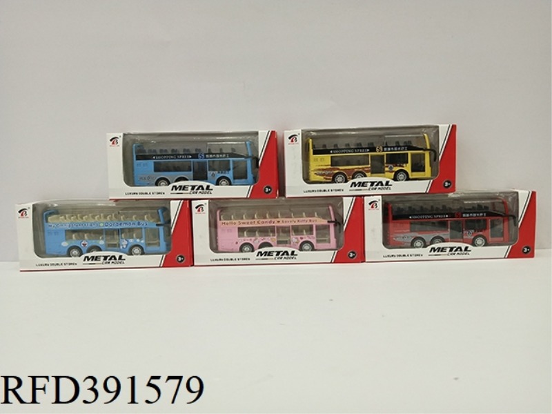 PULL BACK ALLOY DOUBLE-DECKER BUS (3 COLORS MIXED)
