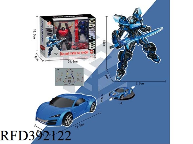 DIE-CAST TRANSFORM CAR ROBOT (BLUE COLOR)