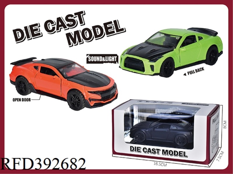 1:36 PULL BACK ACOUSTO-OPTIC DOOR ALLOY SPORTS CAR (2 STYLES AND 4 COLORS MIXED)