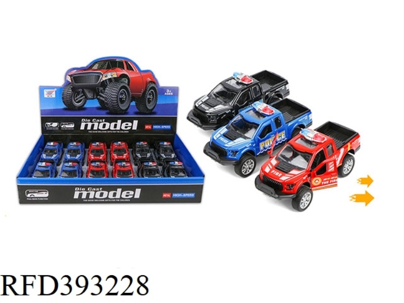 1:32 ALLOY POLICE CAR PULL BACK DOOR 12PCS