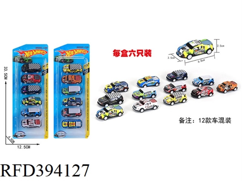 6 PIECES OF IRON RACING CAR WITH PULL BACK