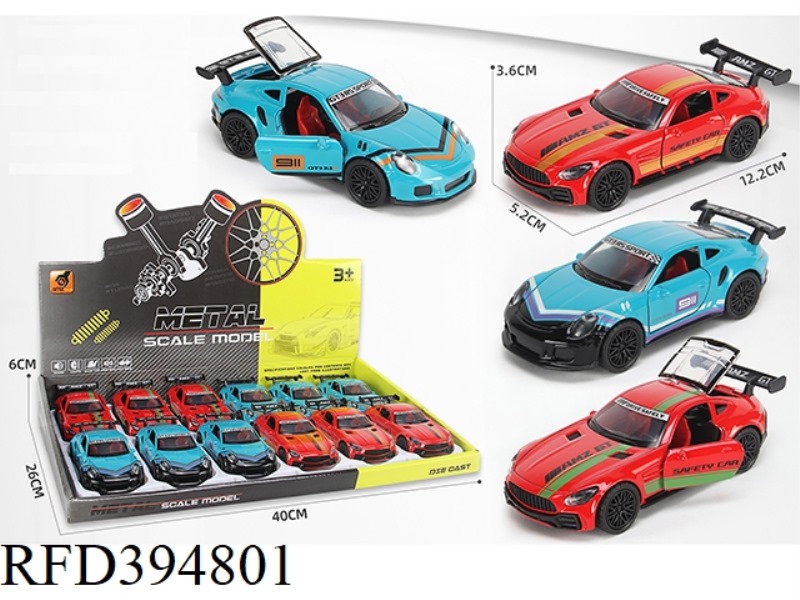 ALLOY PULL BACK F SOUND AND LIGHT THREE-DOOR SPORTS CAR-TRACK EDITION (1:36)
