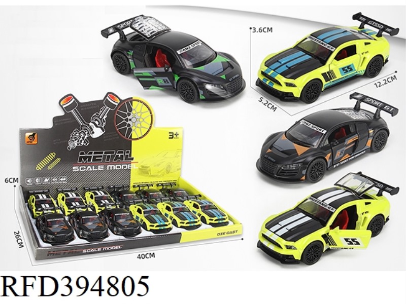 ALLOY PULL BACK F SOUND AND LIGHT THREE-DOOR SPORTS CAR-TRACK EDITION (1:36)