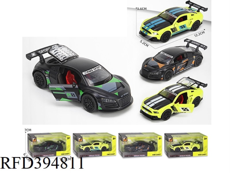ALLOY PULL BACK SOUND AND LIGHT THREE-DOOR SPORTS CAR-TRACK VERSION (1:36)