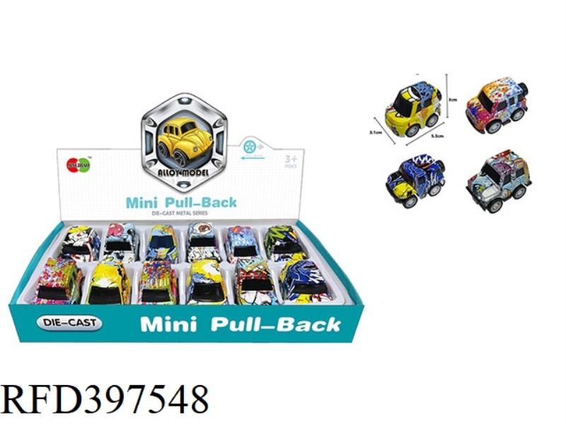 MIER Q EDITION GRAFFITI PULL BACK ALLOY CAR (12PCS)
