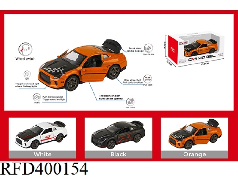 1:32 SIMULATION PULL BACK ALLOY CAR WITH TWO DOORS NISSAN GTR WITH LIGHT AND MUSIC