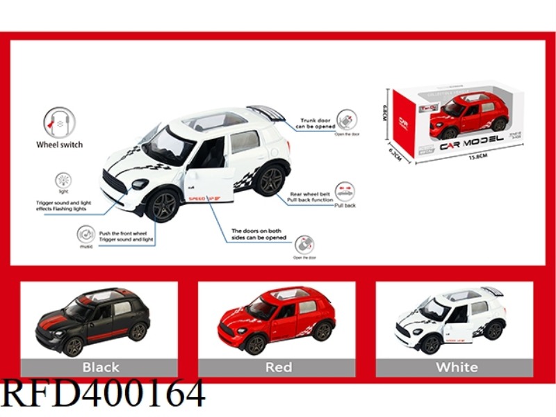 1:32 SIMULATION PULL BACK ALLOY CAR WITH TWO DOORS MINI JCW WITH LIGHT AND MUSIC