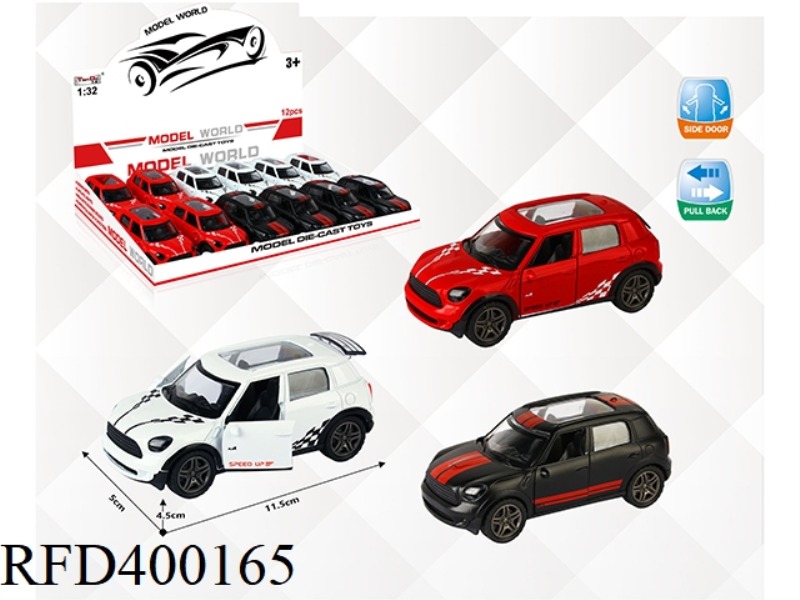 1:32 SIMULATION PULL BACK ALLOY CAR WITH TWO DOORS MINI JCW 12PCS
