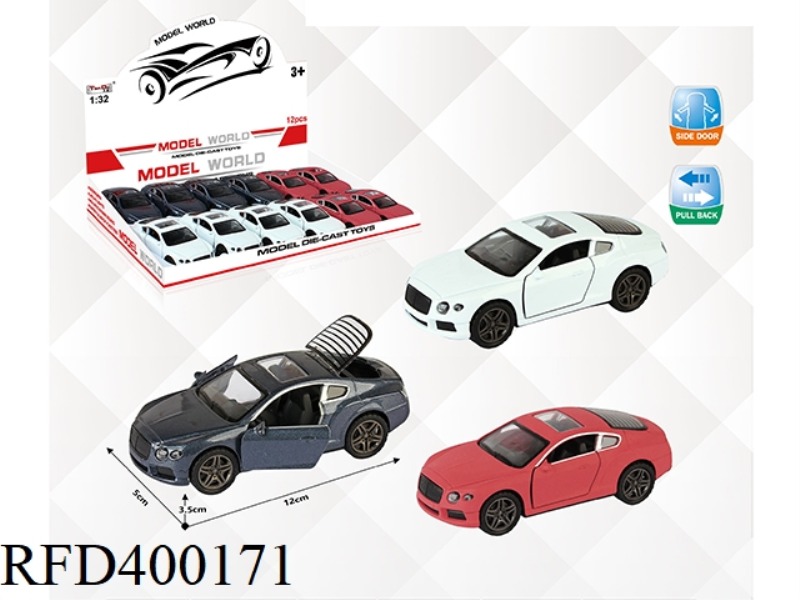1:32 SIMULATION PULL BACK ALLOY CAR TWO-DOOR BENTLEY 12PCS