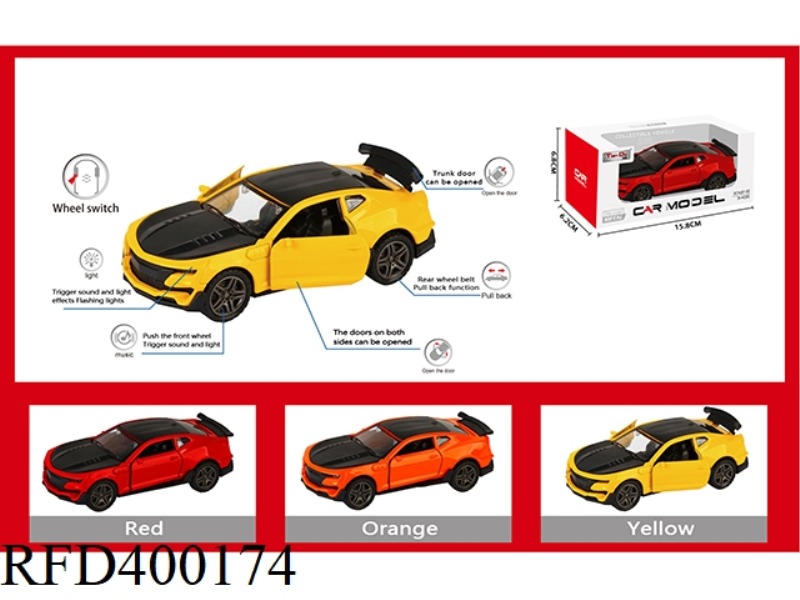 1:32 SIMULATION PULL BACK ALLOY CAR TWO-DOOR CHEVROLET CAMARO WITH LIGHT AND MUSIC