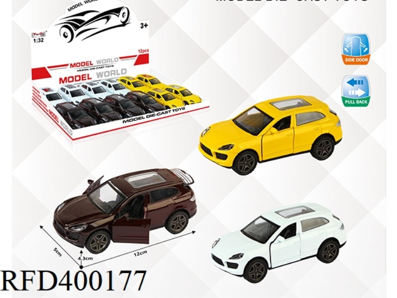 1:32 SIMULATION PULL BACK ALLOY CAR TWO-DOOR CAYENNE 12PCS