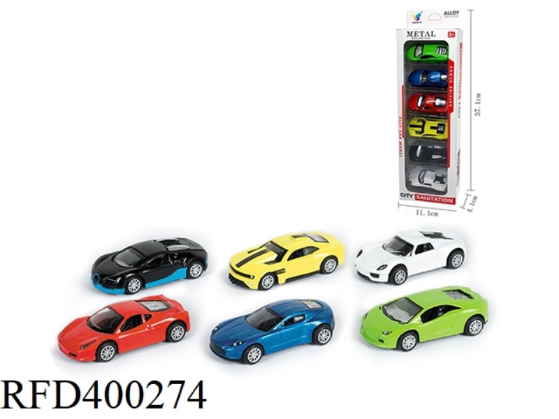 6 MODELS OF PULL BACK ALLOY SIMULATION CARS 1:50 (6 PACKS)