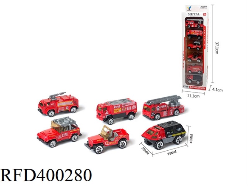 6 TYPES OF FIRE-FIGHTING SLIDING ALLOY CARS (6 PCS/BOX)