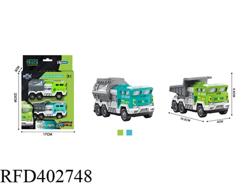 ALLOY PULL BACK SANITATION VEHICLE (2 PACKS)