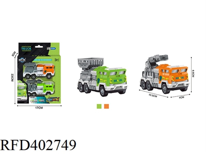 ALLOY PULL BACK SANITATION VEHICLE (2 PACKS)