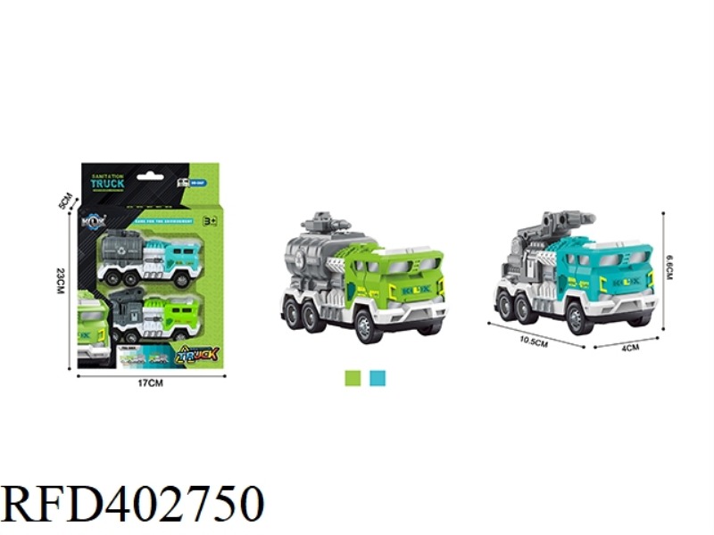 ALLOY PULL BACK SANITATION VEHICLE (2 PACKS)