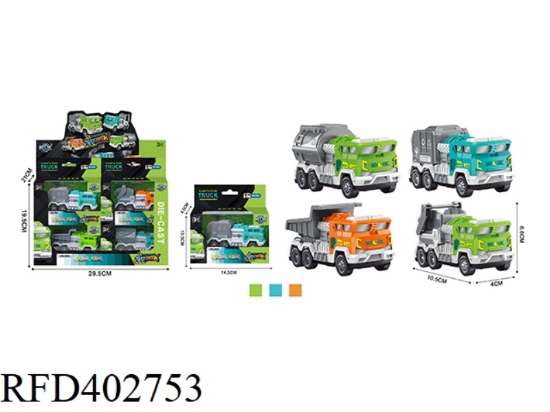 ALLOY PULL BACK SANITATION VEHICLE (12 PACKS)