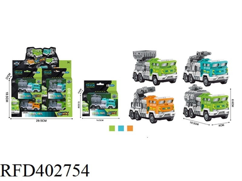 ALLOY PULL BACK SANITATION VEHICLE (12 PACKS)