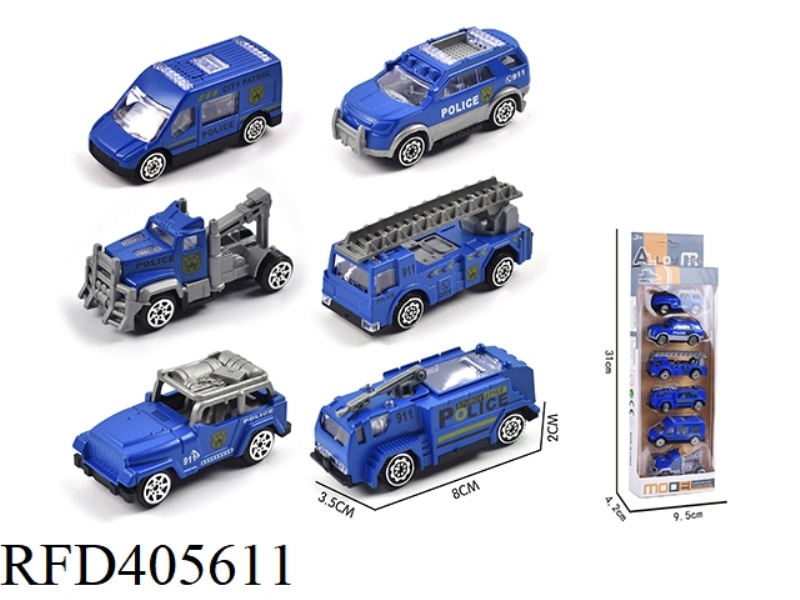 6 ALLOY POLICE CAR SET