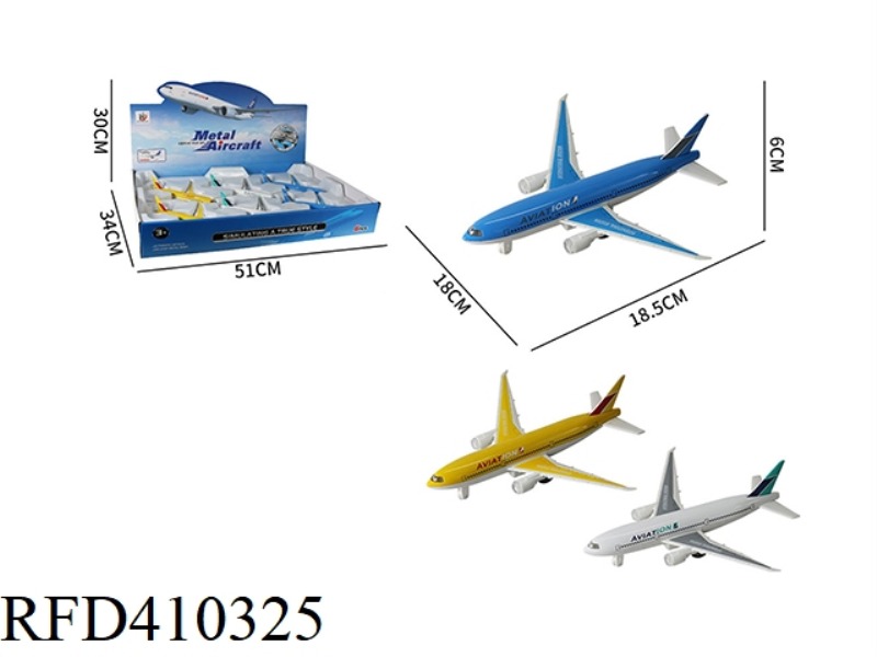 ALLOY PULL BACK AIRLINER (6PCS)