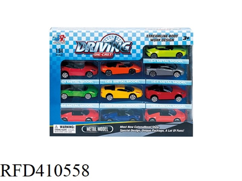 1:64 ALLOY SPORTS CAR WITH 10 PACKS (GLIDE)