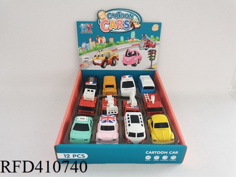 Q VERSION PULL BACK ALLOY CAR 12PCS