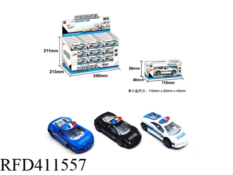 THREE ALLOY PULL BACK SIMULATION POLICE CARS 60PCS
