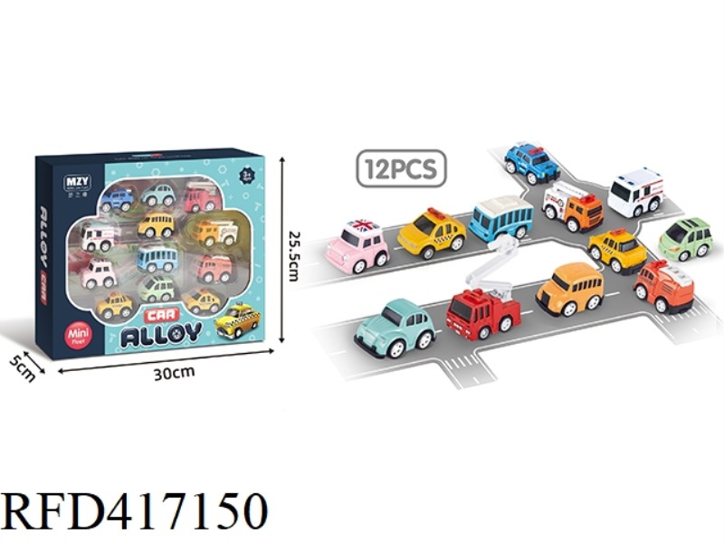 5 CM CARTOON CITY ALLOY CAR 12 PCS