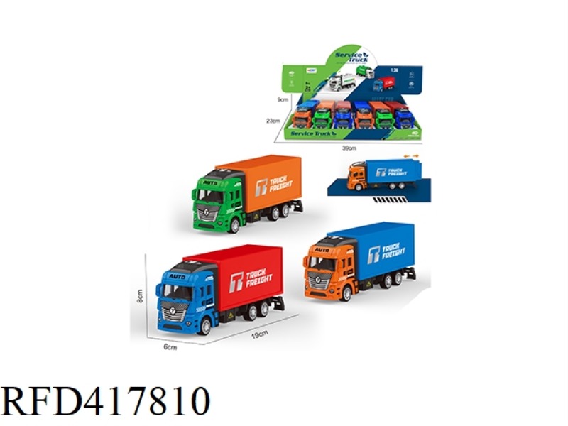 1:36 ALLOY PULL BACK CONTAINER TRUCK 6PCS