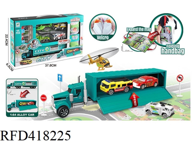 MULTIFUNCTIONAL ALLOY CITY STORAGE TRACTOR + PORTABLE MAP STORAGE BAG 14PCS