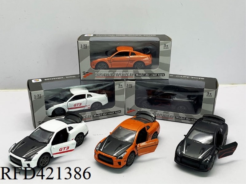 1:32 SIMULATED NISSAN GTR OPENED TWO DOOR PULL BACK ALLOY CAR
