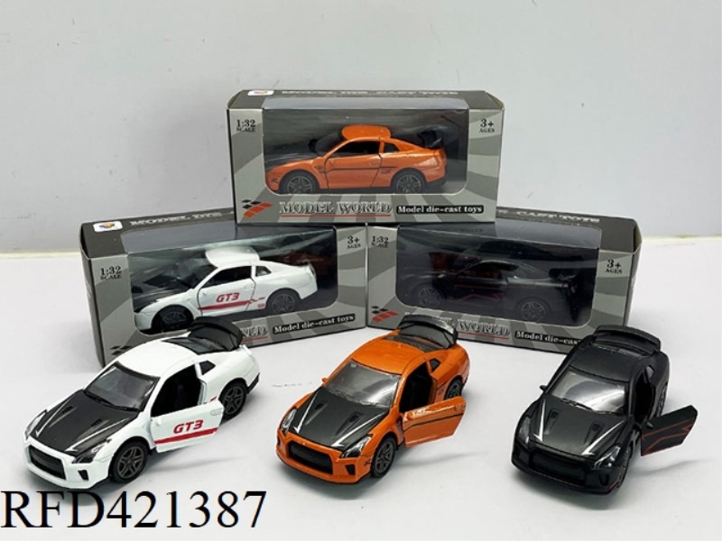 1:32 SIMULATION NISSAN GTR OPEN TWO-DOOR PULL BACK ALLOY CAR WITH LIGHT AND MUSIC