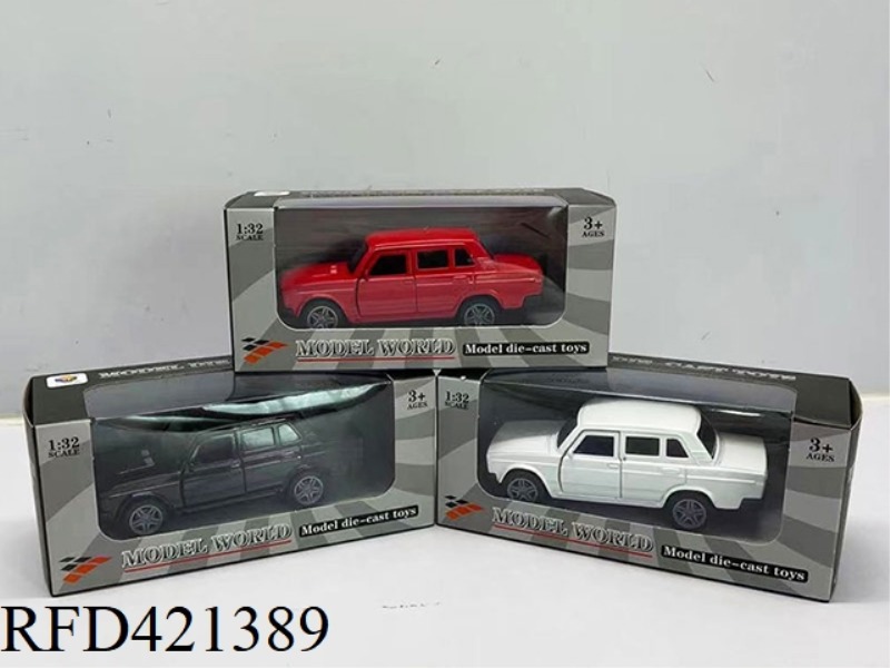 1:32 SIMULATION OF LADA SEDAN OPEN TWO-DOOR PULL BACK ALLOY CAR WITH LIGHT AND MUSIC