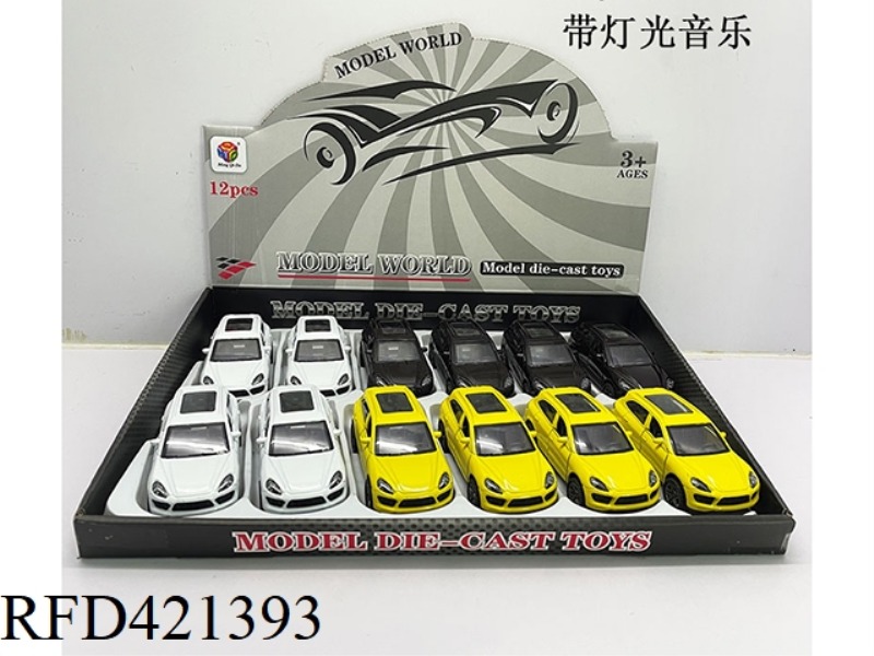 1:32 SIMULATION CAYENNE OPEN TWO DOOR PULL BACK ALLOY CAR WITH LIGHT AND MUSIC 12PCS