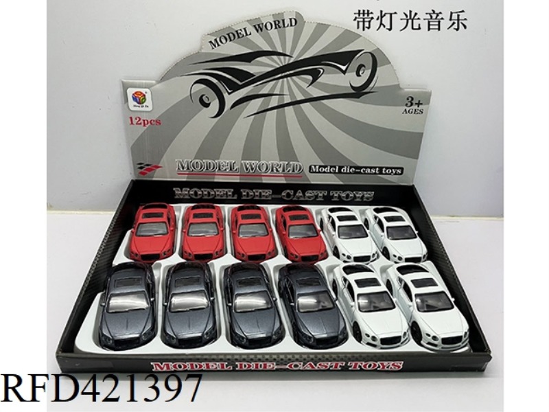 1:32 SIMULATION BENTLEY OPEN TWO DOOR PULL BACK ALLOY CAR WITH LIGHT AND MUSIC 12PCS