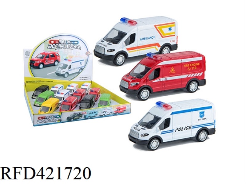 1:38 ALLOY PULL BACK POLICE CAR 12PCS
