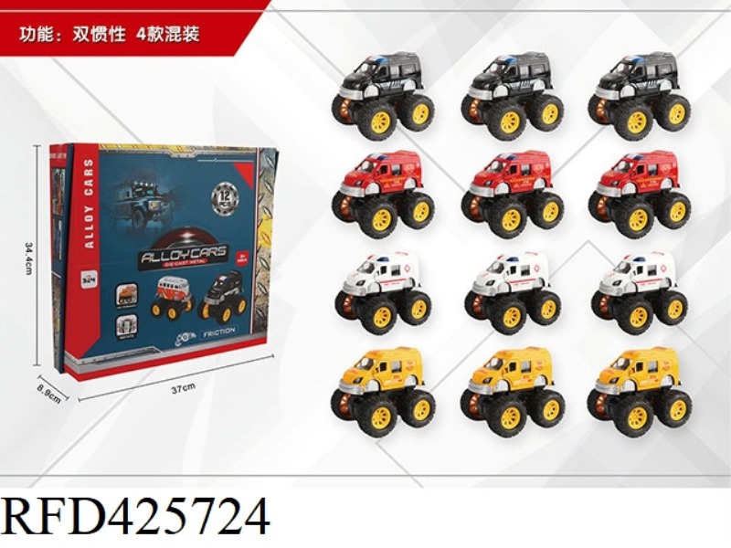 DOUBLE INERTIA BIG WHEEL POLICE CAR 12PCS