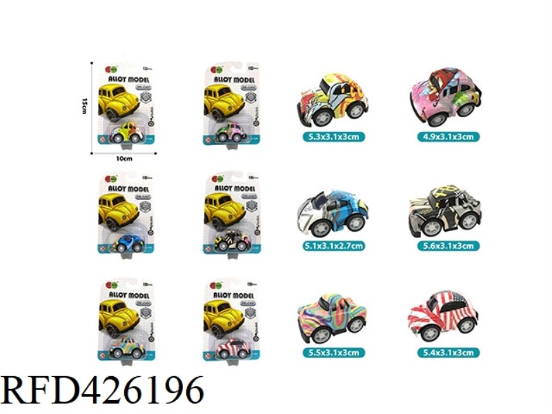 MIER Q EDITION GRAFFITI PULL BACK ALLOY CAR (6 STYLES AND 6 COLORS MIXED)