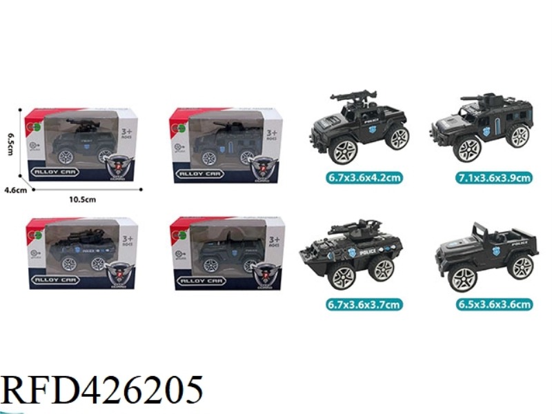 ALLOY PULL BACK POLICE CAR (4 STYLES MIXED)