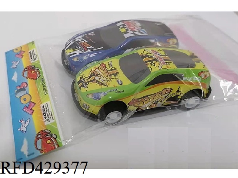 2 PIECES OF ALLOY IRON PULL BACK CAR 1:64
