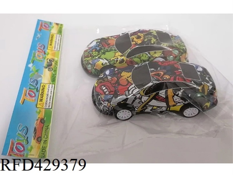 2PCS ALLOY IRON GRAFFITI PULL BACK CAR 1:48