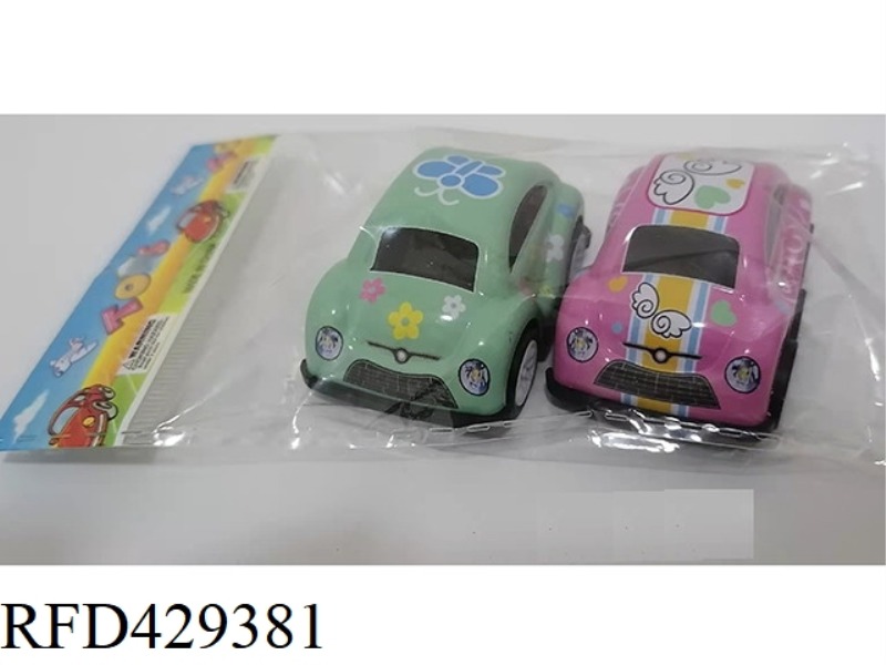 2PCS Q VERSION BEETLE ALLOY IRON PULLBACK CAR 1:64