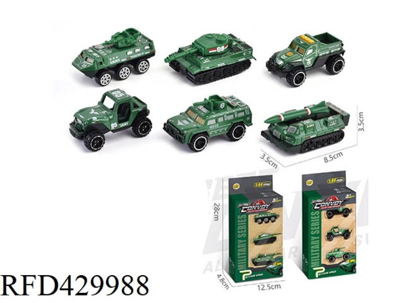 ALLOY SLIDING MILITARY VEHICLE 3 PACK