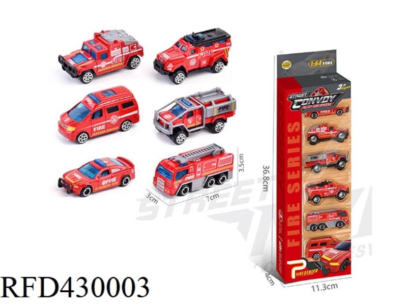 ALLOY SLIDING FIRE TRUCK 6 PACKS